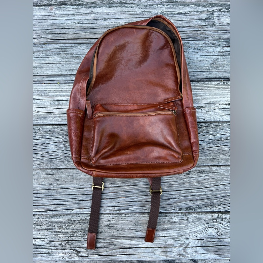 Men’s Fossil Leather Backpack (Brown)